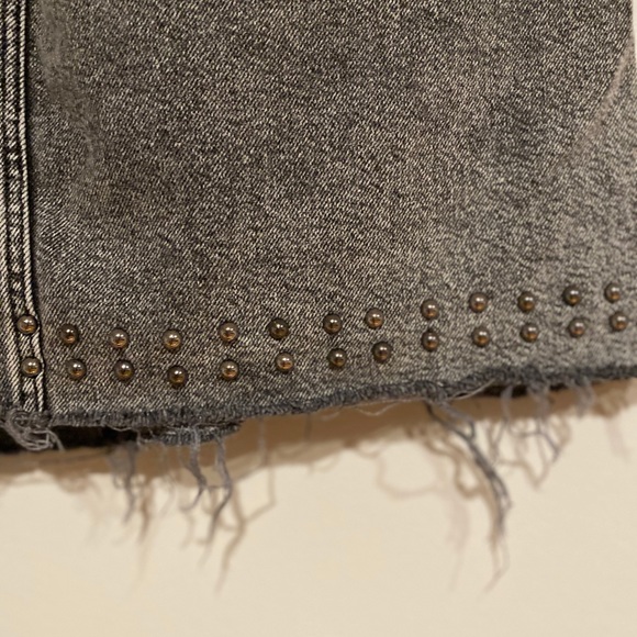 100% Cotton AllSaints Distressed Grey Studded Jean Mini skirt size 10 NYE Party - Picture 3 of 12
